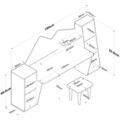 Birou pentru copii, Wren, DL101, 180 x 93.6 x 45 cm, pal melaminat, alb/nuc