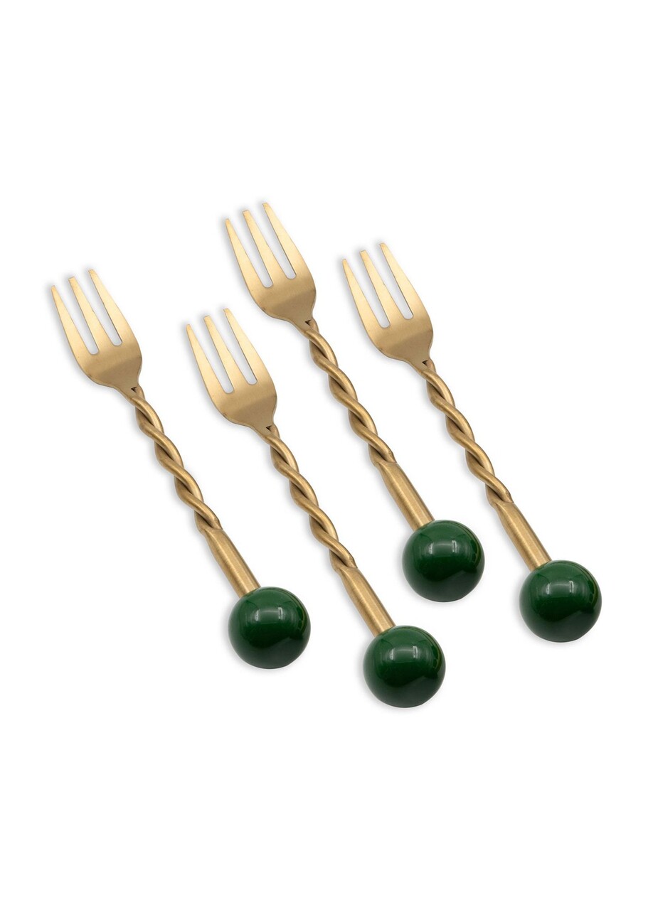 Set furculițe (4 piese), L'essentiel Maison, 280TMA3704, Dimensiune: 14 x 2 x 1 cm (4 bucăți), Aur/Verde - view 2