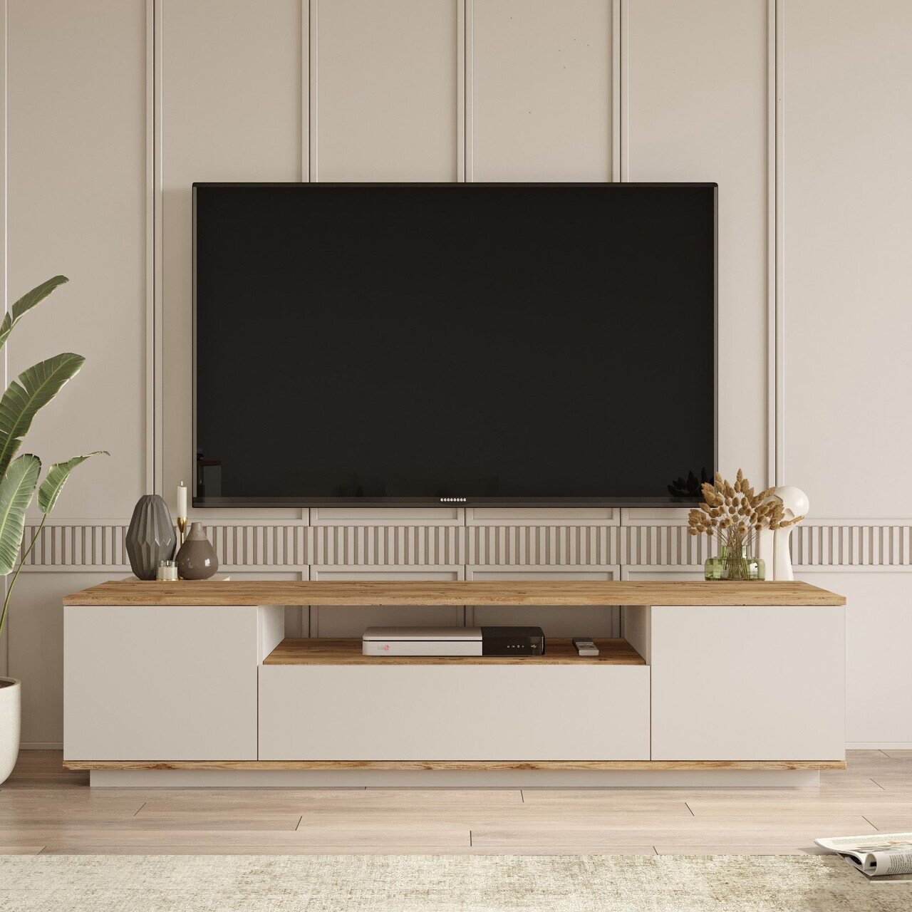 Comoda TV, Hanah Home, Ave7-Aka, 180x44.6x44.5 cm, PAL, Pin Atlantic / Cașmir — imaginea 2