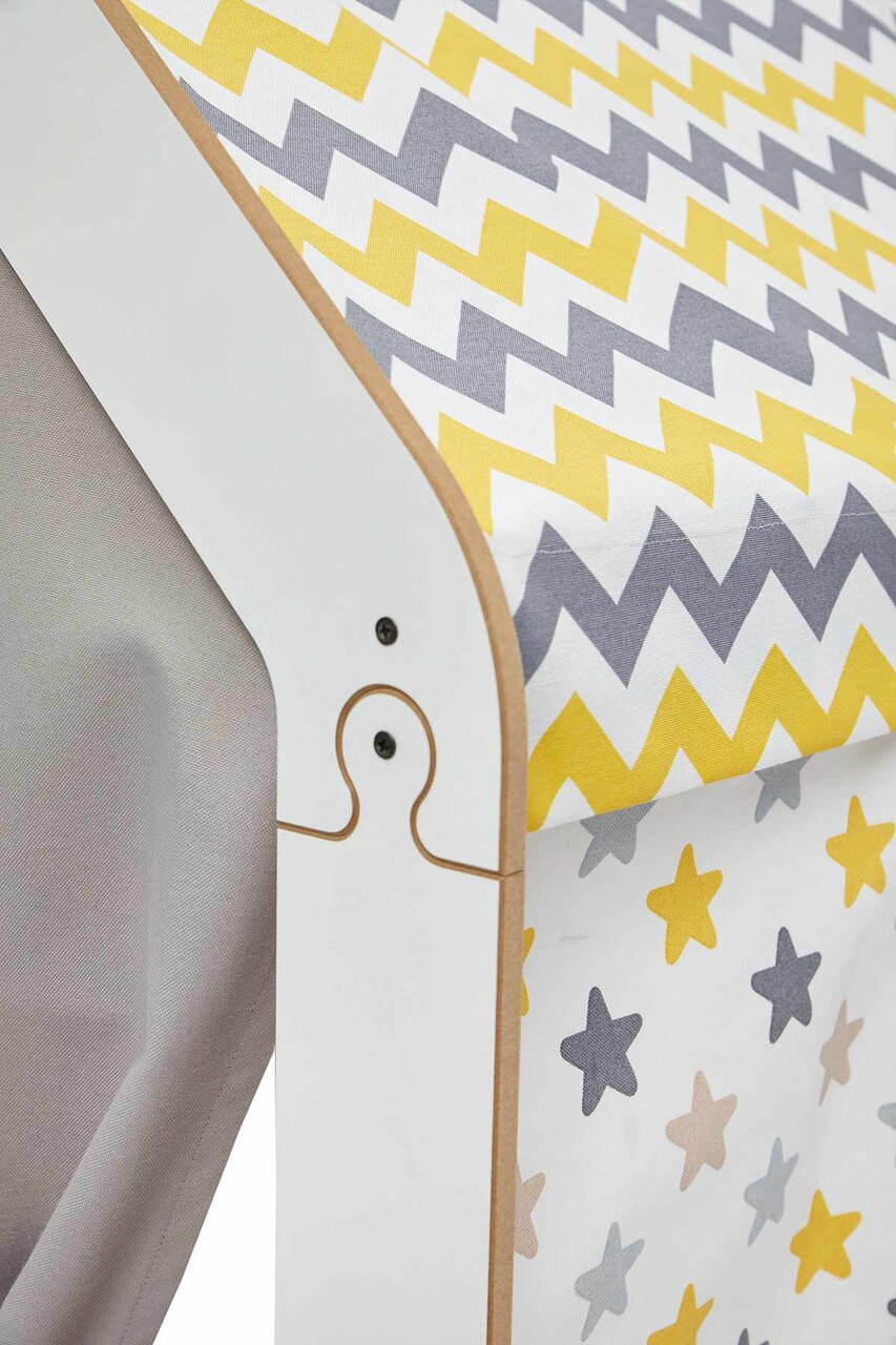 Cort de joaca pentru copii, Hanah Home, Wooden Tent, 95x114x90 cm, Alb / Galben - imagine 3