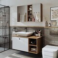 Set Dulap de Baie cu Chiuvetă și Oglindă (2 Piese), Hanah Home, 2480, MDF, Pin Atlantic / Alb