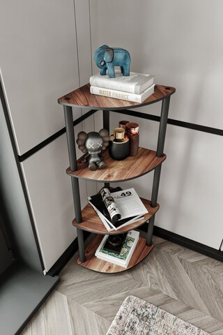 Corp biblioteca, Hanah Home, Bookcase 4 Corner, 34x105x34 cm, MDF , Maro