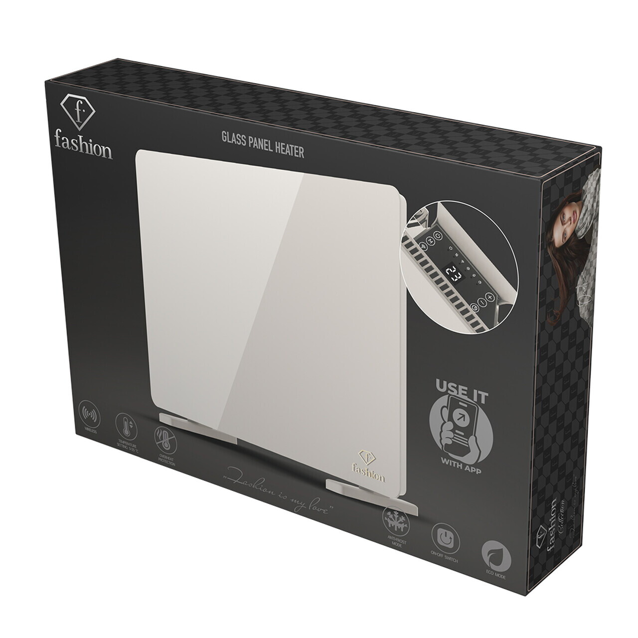 Panou electric de incalzire Fashion TV, Sahara, 64.5x6.6x43 cm, 1400W, sticla securizata, crem - view 13