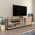 Comoda TV, Retricy, Oneida, 140x35.3x50.8 cm, PAL, Negru / Stejar