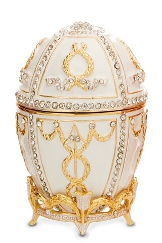 Cutie decorativa Egg, Hermann Bauer, 5x8 cm, alb