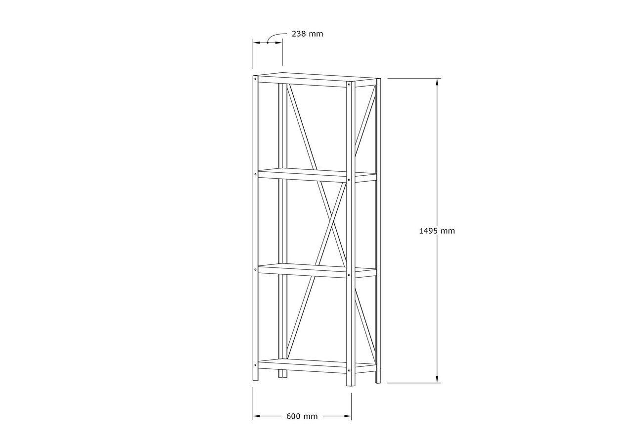 Corp Biblioteca, Puqa Design, London, 60x149.5x29 Cm, PAL, Safir / Negru