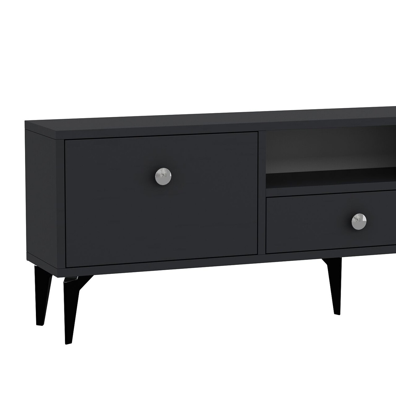 Comoda TV, Hanah Home, 1300-DROP-1, 140x49x30 cm, PAL , Antracit / Argintiu - view 5