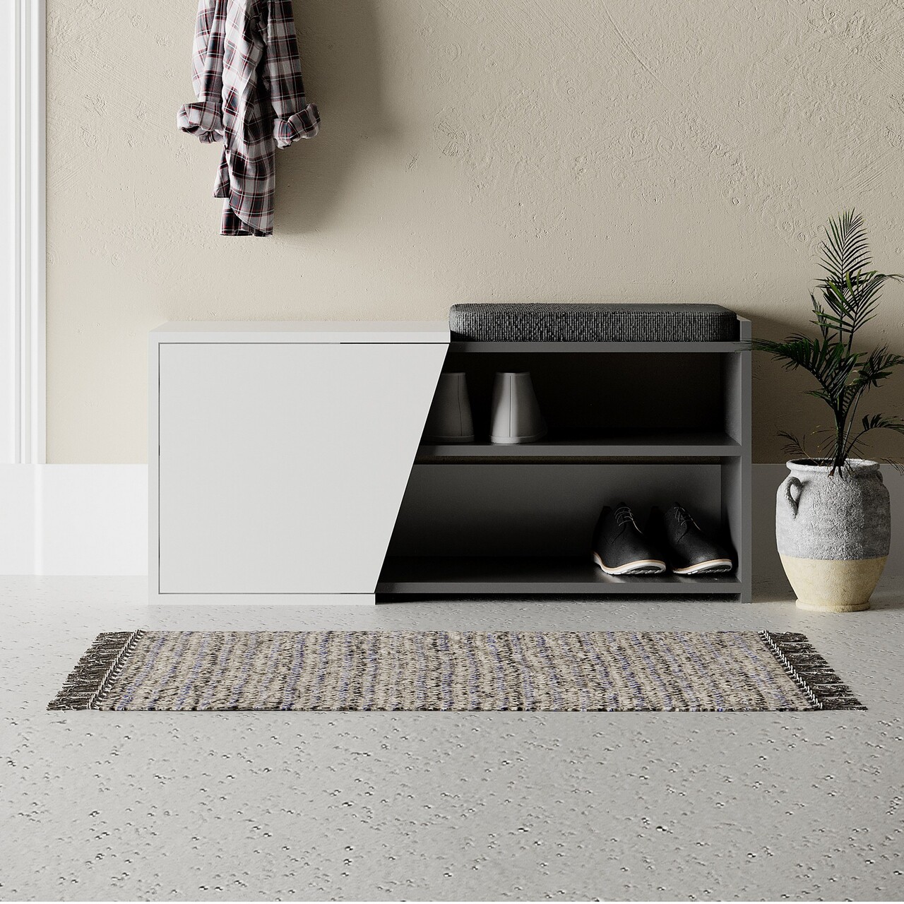 Pantofar Decortie Fiona Bench PAL Antracit/Alb