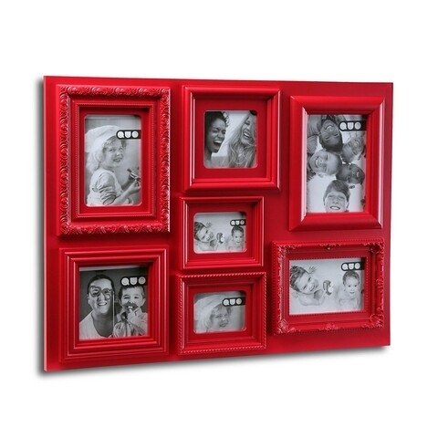 Rama foto Melody, Versa, 7 fotografii, 47x53 cm, plastic, rosu