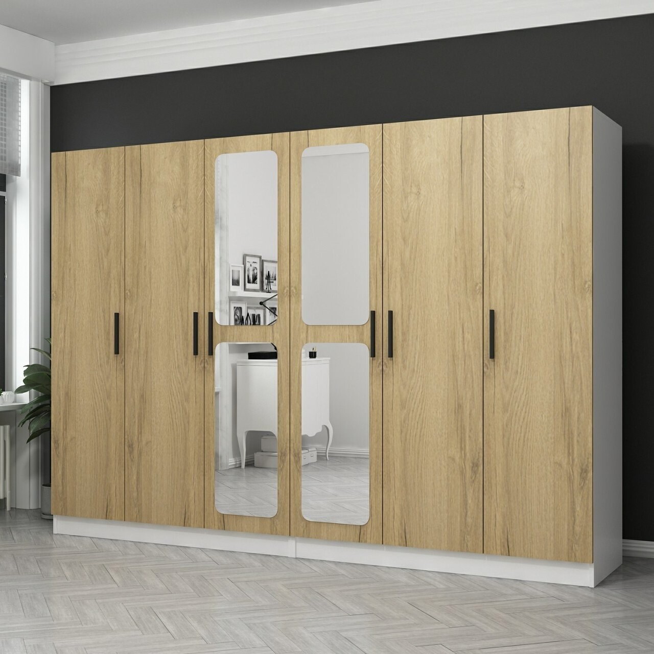 Dulap pentru haine, Minerva, Kale, 270x210x52 cm, PAL, Maro - 1 | YEO