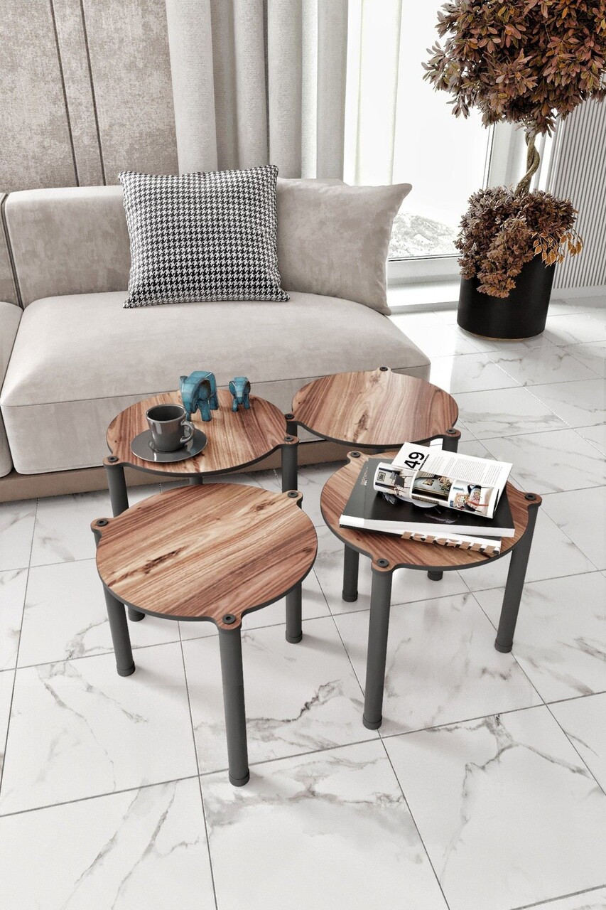 Set masute Nesting 4 piese, Poter, Lavia 4, MDF , Maro - 1 | YEO
