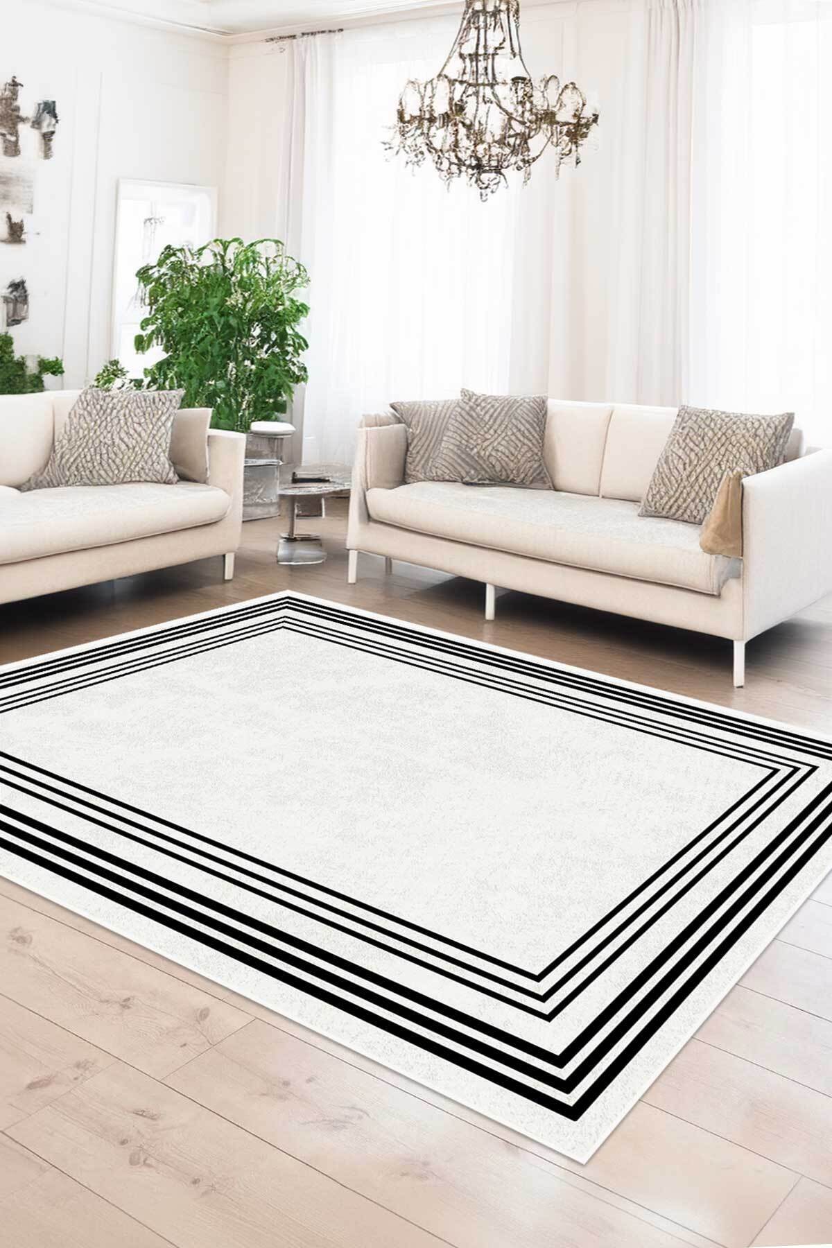 Covor, CLR-7244-HALI-31, 160x300 cm, Poliester, Alb