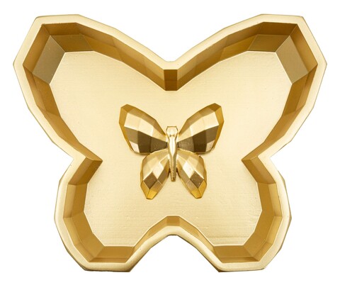 Tava decorativa Butterfly, Mauro Ferretti, 20.5x17.5x3 cm, polirasina, auriu