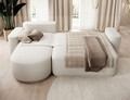 Coltar extensibil stanga 4 locuri ELTAP, Aurumm, 285x180x92 cm, lemn/poliester, alb murdar