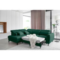 Coltar extensibil stanga 4 locuri ELTAP, LT-35NU, Noble, 255x201x100 cm, lemn/poliester, verde inchis