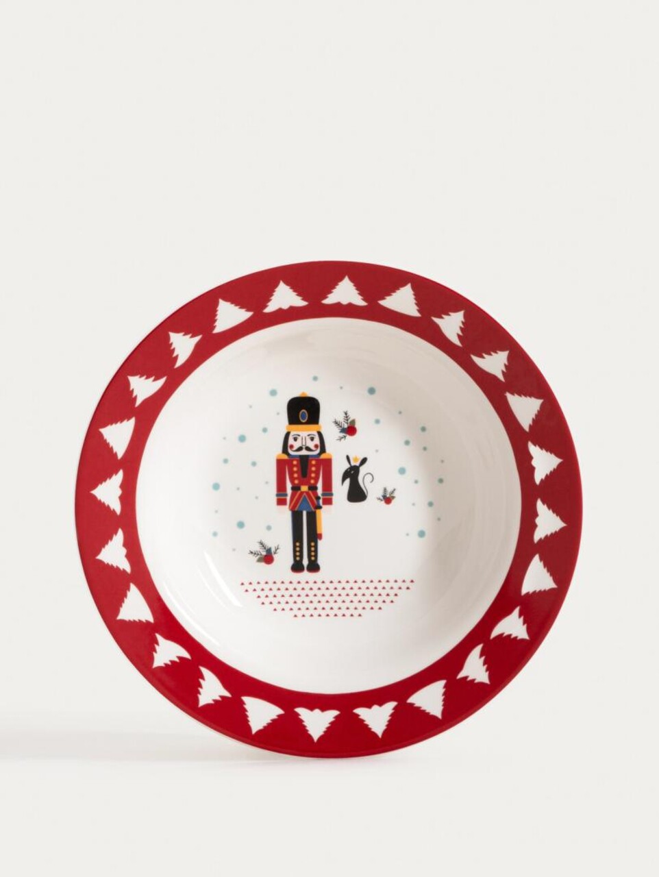 Serviciu de masa 12 piese Zaphira, Homla, portelan, alb/rosu