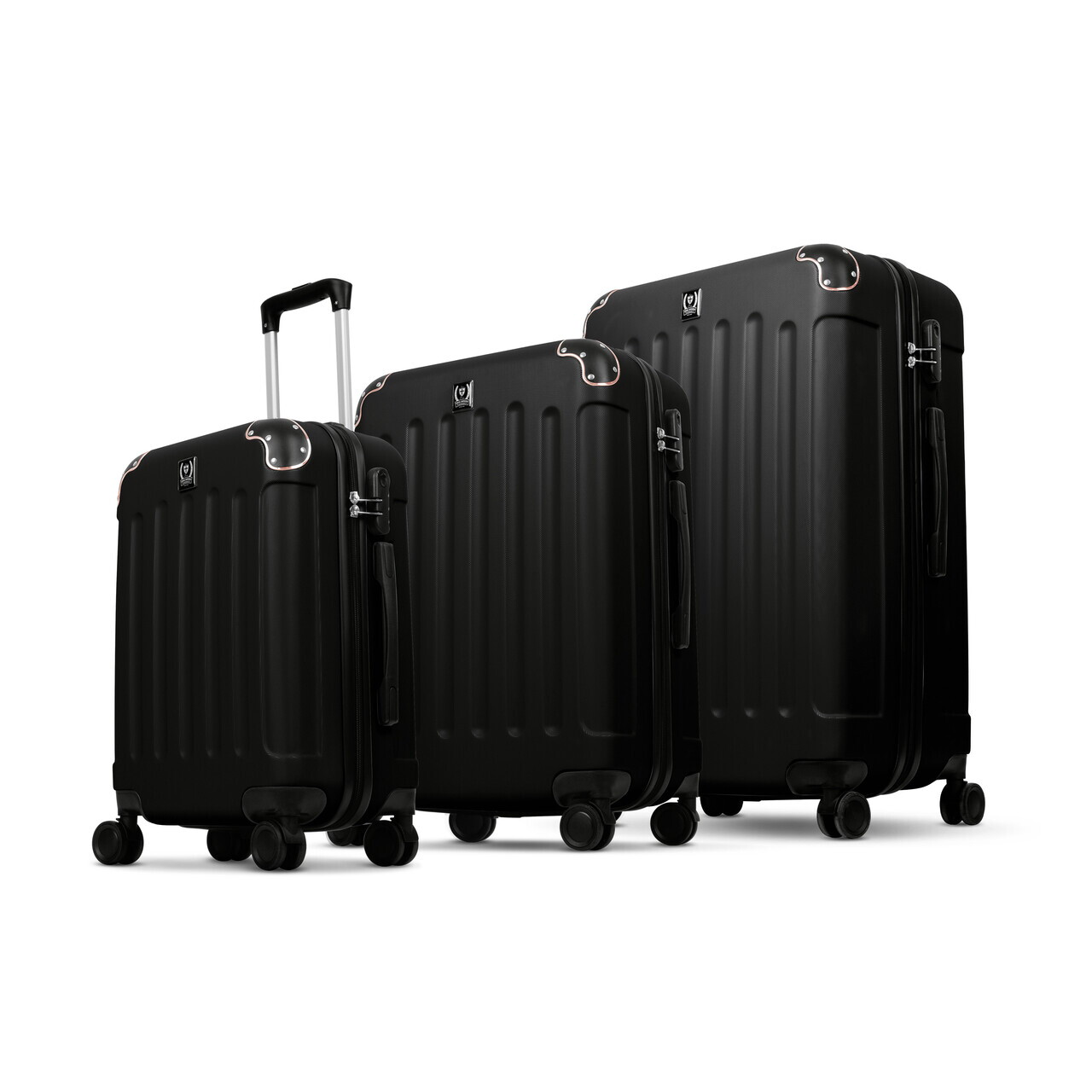Set troler, 3 piese Swiss Hufeisen, 42 L / 65 L / 99 L, plastic, negru
