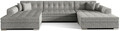 Coltar extensibil 5 locuri, ELTAP, Vento, 359x165x87 cm, lemn/poliester, gri