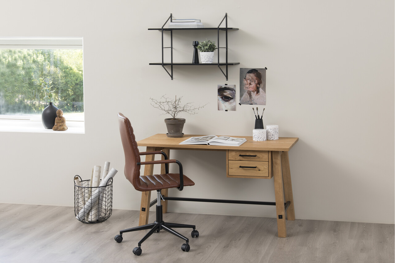 Scaun de birou Winslow, Actona, 51x58x103 cm, rotativ, piele ecologica/otel, brandy - view 9