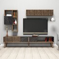 Comoda TV cu 2 rafturi, Hommy Craft, Milan, pal melaminat, nuc/negru