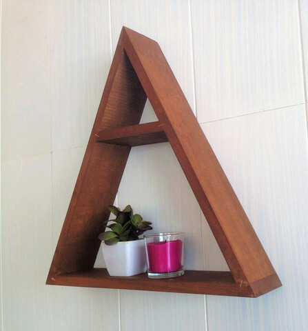 Raft de perete, Triangle, 40x40x10 cm, Lemn , Nuc La Moneta