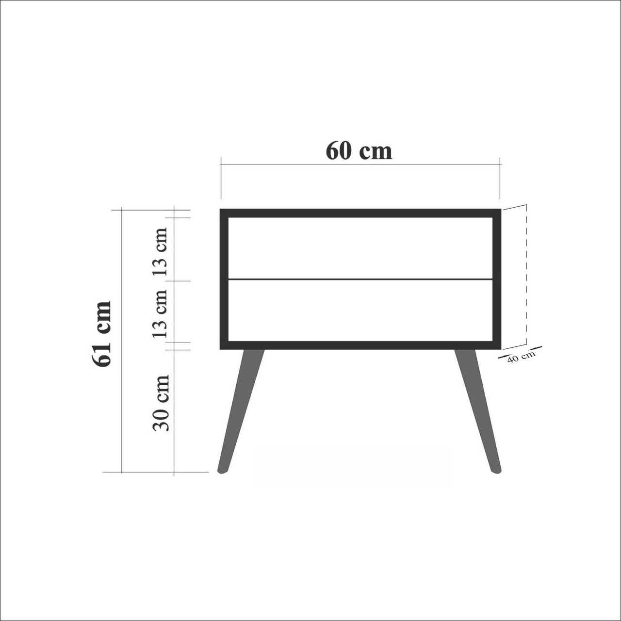 Noptiera Cu 2 Sertare Two 620, Vella, 60x40x61 Cm, Multicolor