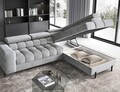 Coltar extensibil dreapta 5 locuri ELTAP, RT-05PA, Ferucce, 276x200x93 cm, lemn/poliester, gri deschis