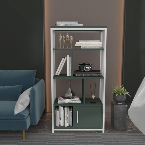 Corp biblioteca, Zena Home, Valero, 60x120x29.6 cm, PAL, Verde/Alb mezoni.ro