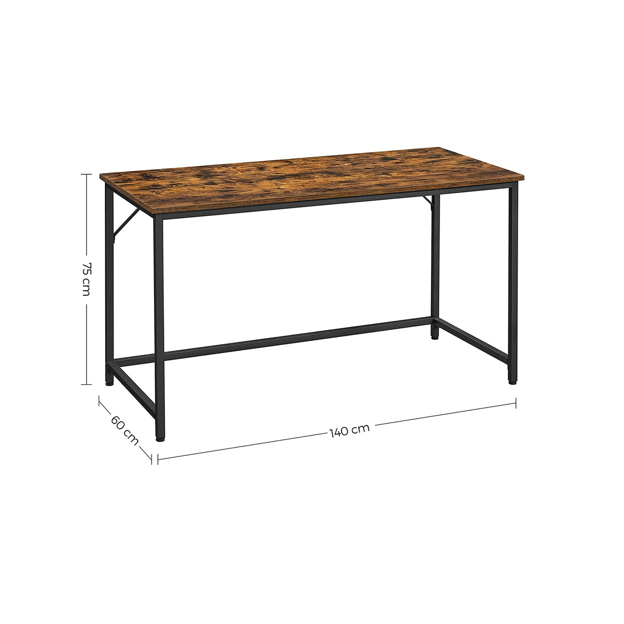 Birou, Vasagle, Sim Desk, 140x60x75 cm, PAL/otel, maro - 2 | YEO