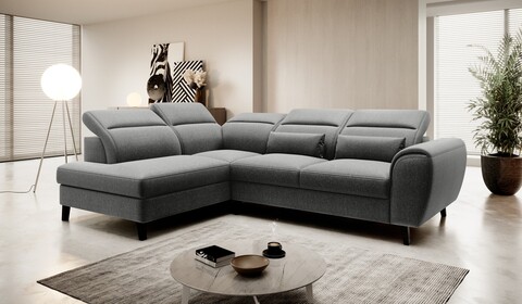 Coltar extensibil stanga 4 locuri ELTAP, LT-04FL, Noble, 255x201x100 cm, lemn/poliester, gri