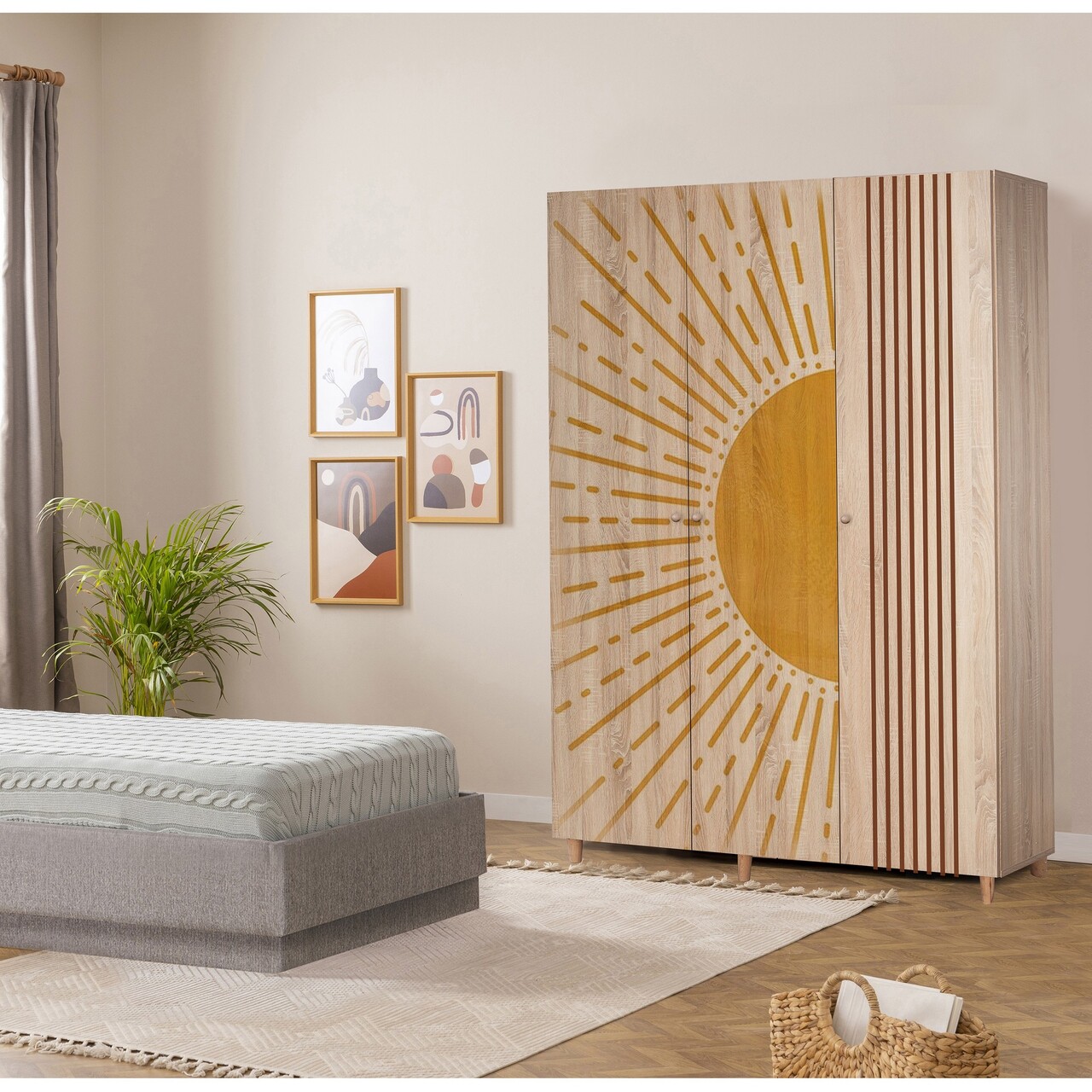 Dulap pentru haine, Vella, Lena 3 -971, 135x192x52 cm, PAL, Sonomo