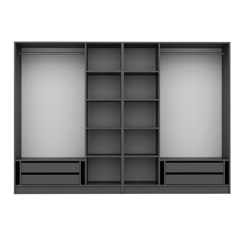 Dulap pentru haine, Minerva, Kale Plus, 225x210x52 cm, PAL, Fumuriu