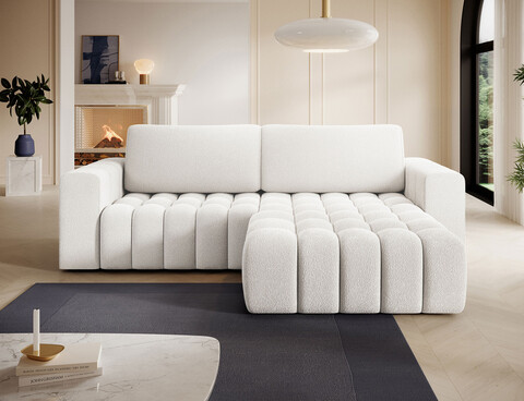 Coltar extensibil dreapta 4 locuri ELTAP, Bon-218, Bonett, 250x175x92 cm, lemn/poliester, alb