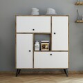 Dulap multifunctional, Mezza, Hercules 3104, 105 x 120 x 35 cm, pal melaminat, alb/nuc