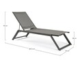 Sezlong cu roti Kaylan, Bizzotto, 70 x 207.5 x 93 cm, aluminiu/textilena 1x1, gri carbune