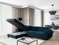 Coltar extensibil stanga 4 locuri ELTAP, Mari-07, Mariall, 288x200x92 cm, lemn/poliester, albastru inchis