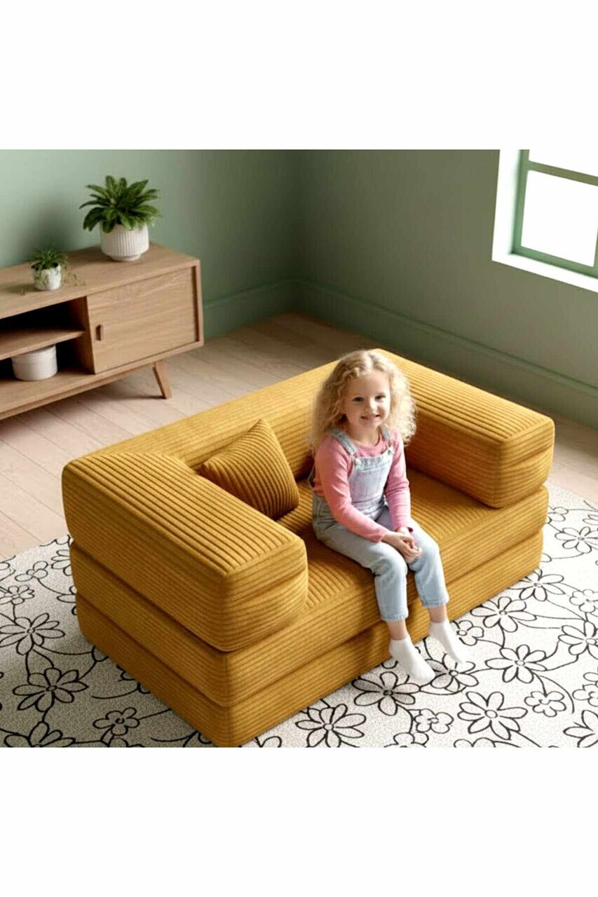 Canapea extensibilă pentru copii, Atelier del Sofa, 326NYR1108, Galben mustar