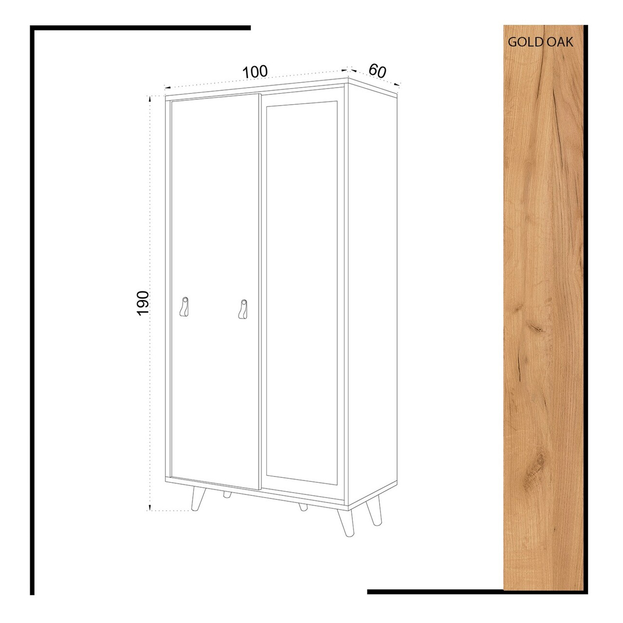 Dulap pentru haine, Mod Design, Yahha, 100x190x60 cm, Stejar / Alb