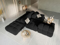 Canapea modulara 4 locuri cotiera dreapta, Bellis-51, Micadoni Home, 282x94x70 cm, catifea, negru