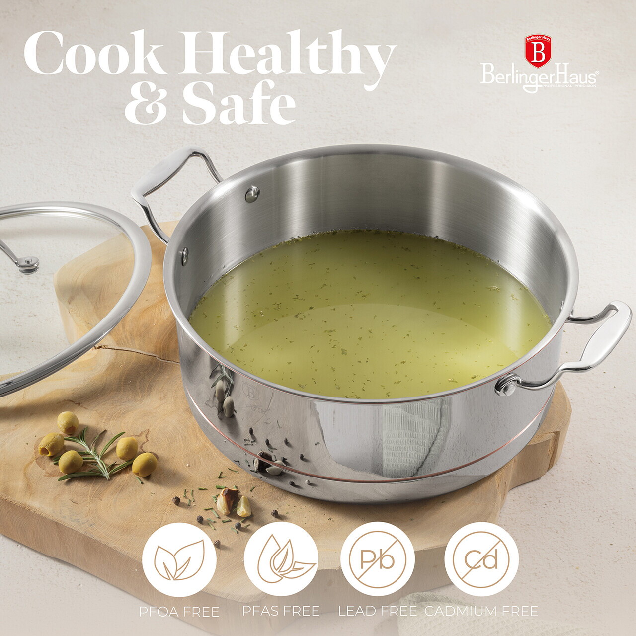 Oala adanca cu capac Berlinger Haus, Copper Touch, 28 cm, inox/aluminiu, argintiu - imagine 9