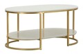 Masuta de cafea Izmir, Mauro Ferretti, 90x60x45 cm, fier/marmura, auriu/alb