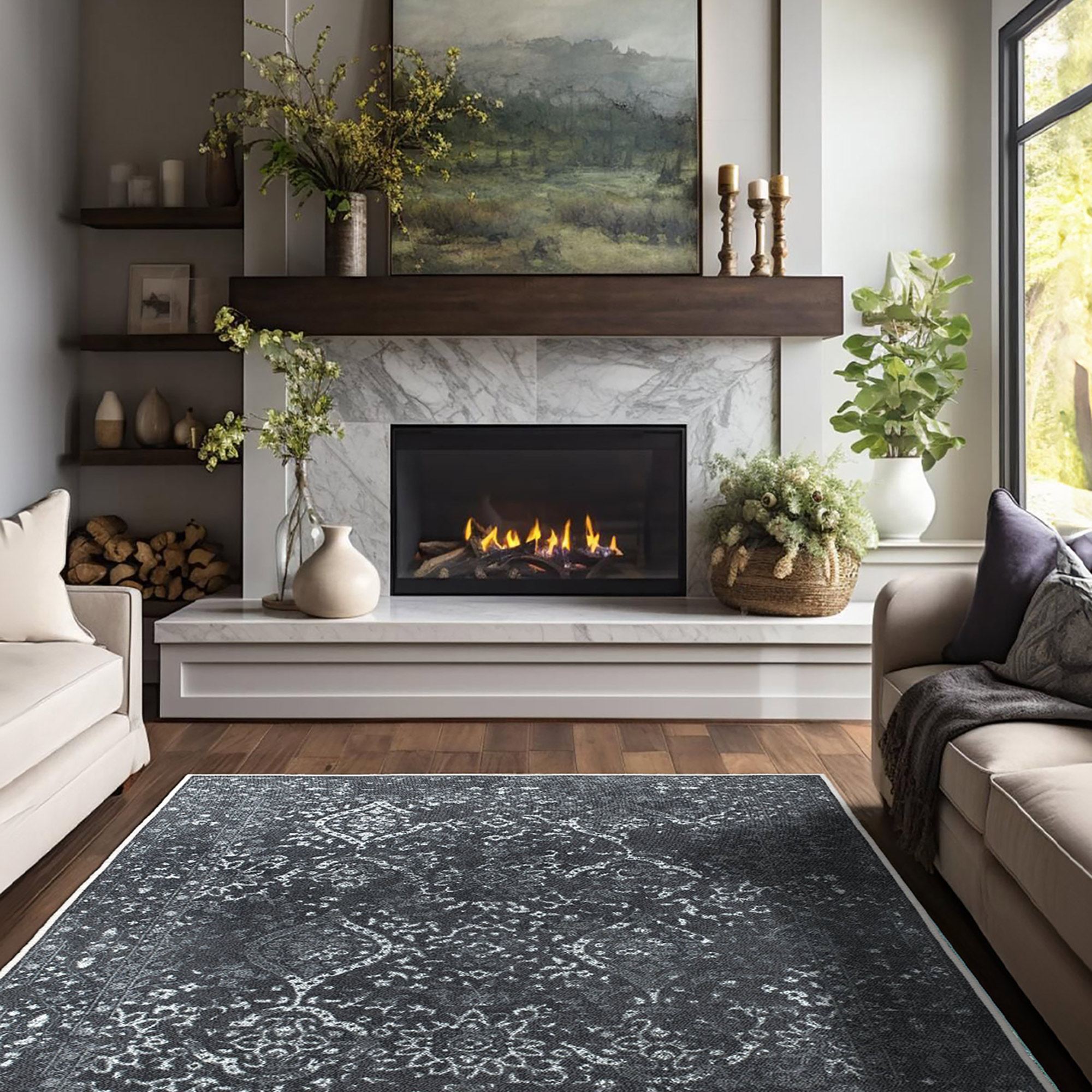 Covor, Kece-Fr19, 80x300 cm, Negru