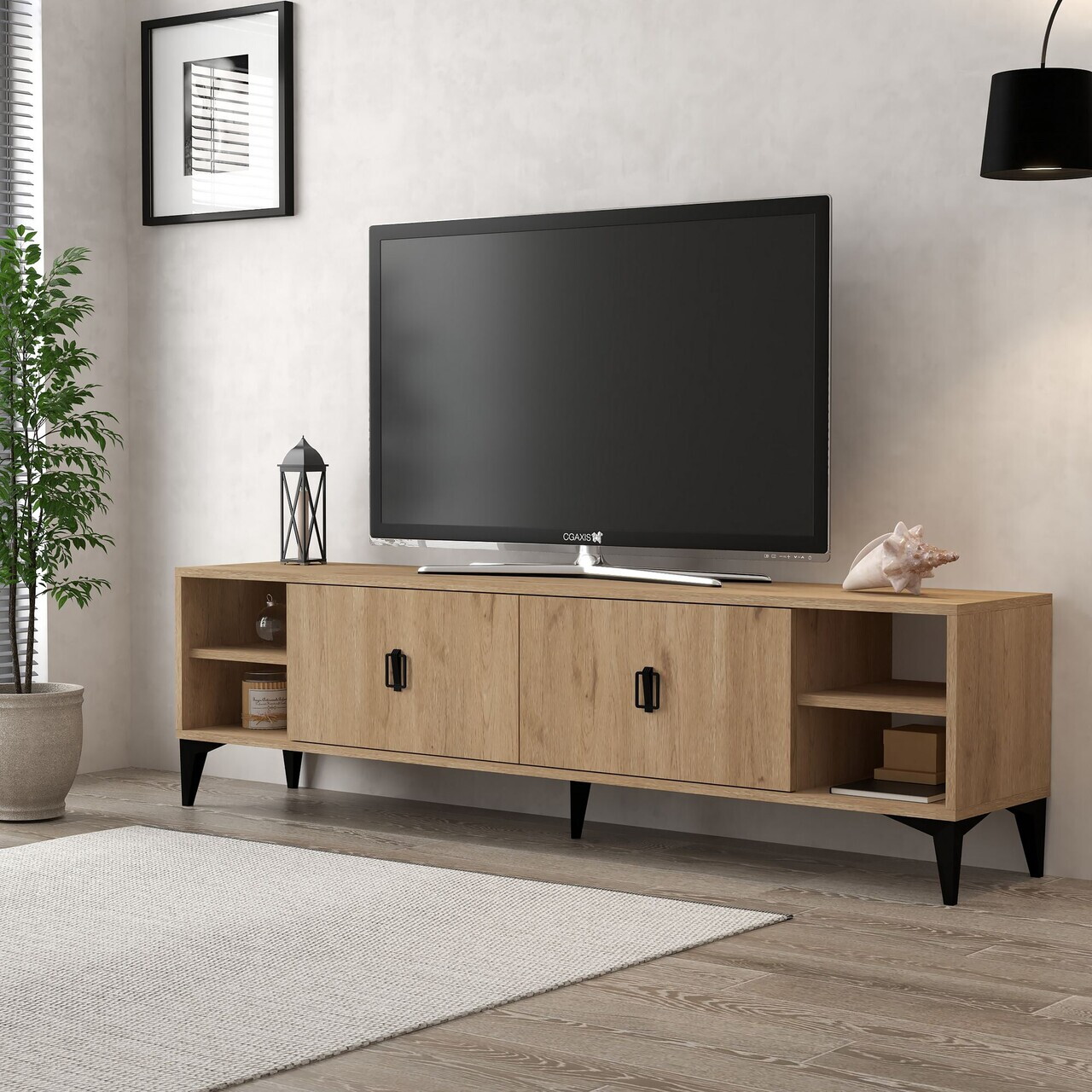 Comoda TV, Hanah Home, Deren 3807, 150x47x35 cm, PAL, Maro — imaginea 3