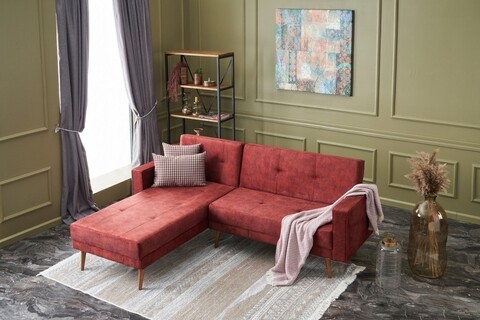 Coltar extensibil pe stanga dublin, balcab home, 230x75x90 cm, lemn, rosu