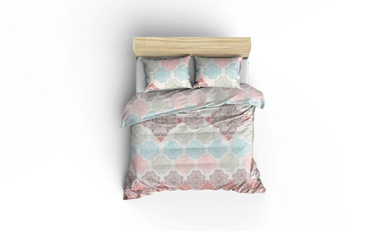 Lenjerie de pat dubla, Andalucia - Turquoise, EnLora Home, 65% bumbac/35% poliester - 1 | YEO