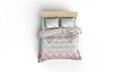 Lenjerie de pat dubla, Andalucia - Turquoise, EnLora Home, 65% bumbac/35% poliester