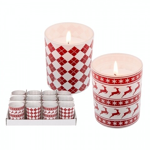 Set 2 lumânări în suport de sticlă Christmas is Here