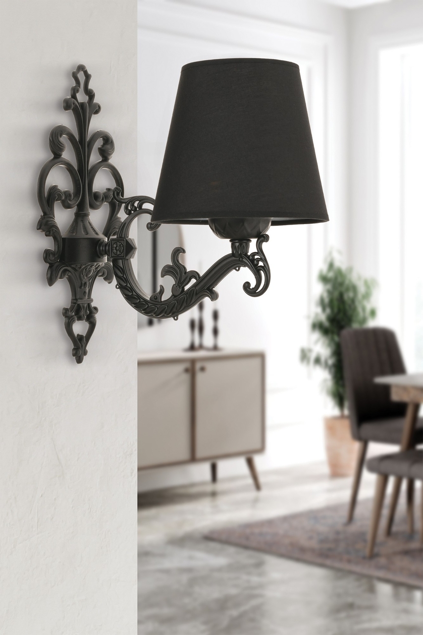 Aplica de perete, Opviq, 390FLH2328, Negru