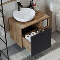 Dulap de baie cu chiuvetă, Hanah Home, 2452, 65x58x45 cm, MDF, Pin Atlantic / Antracit