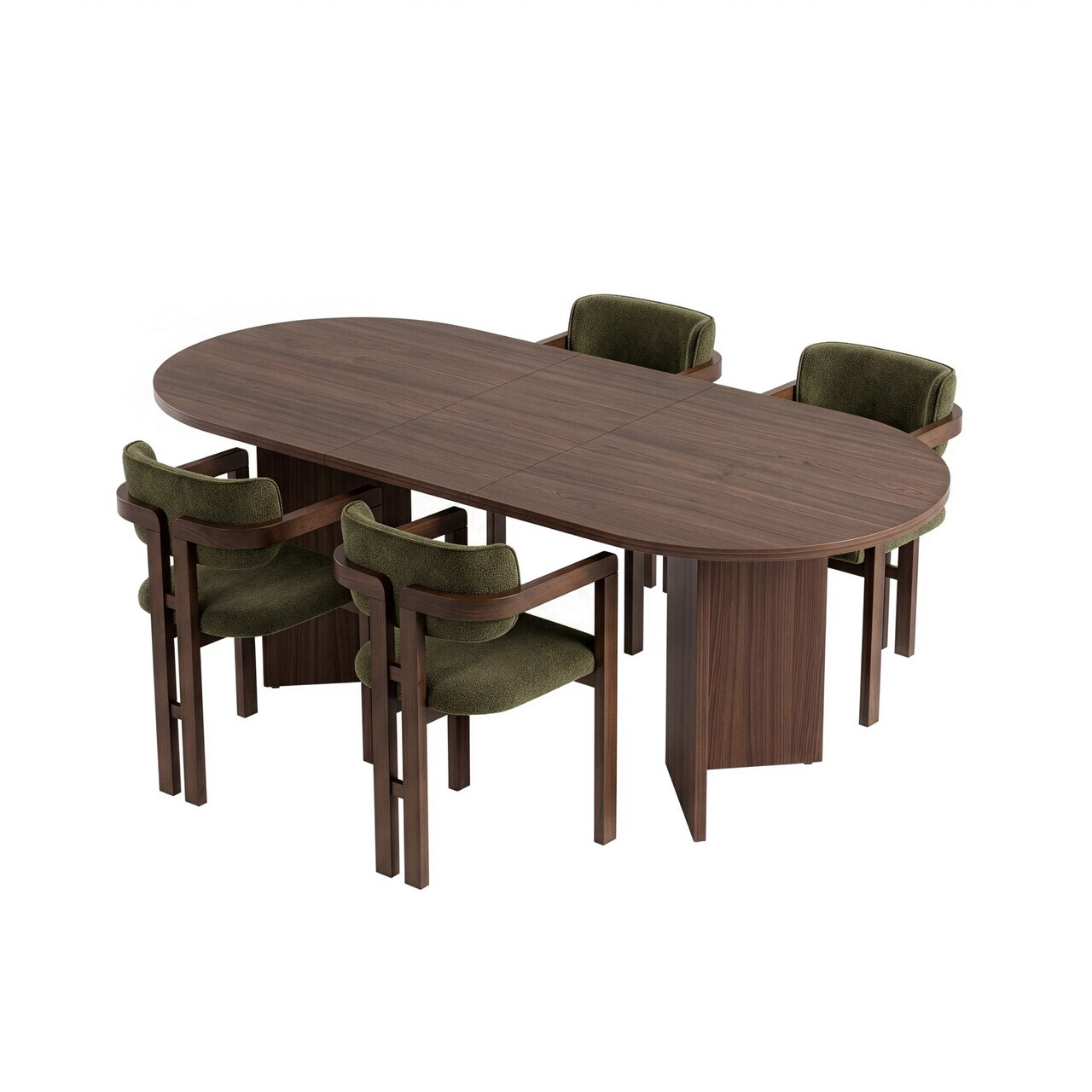 Set masa extensibila si scaune (5 piese), Nordure, Aleria 4, Nuc Milano / Nuc Închis / Verde — imaginea 4
